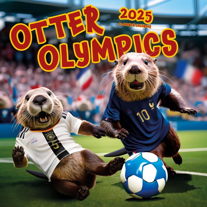 Otter Olympics 2025 12 x 24 Inch Monthly Square Wall Calendar