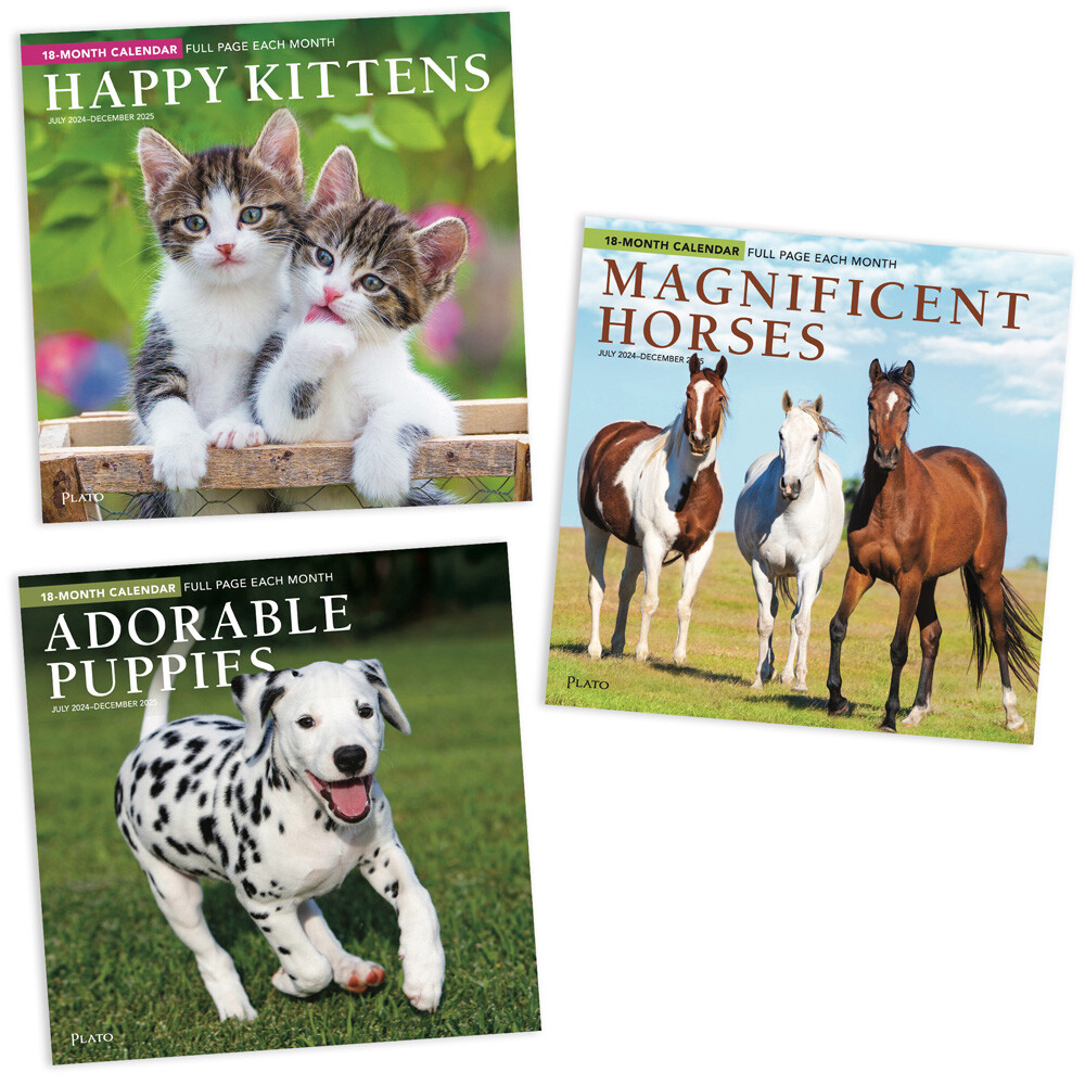 18 Months Kittens, Puppies, and Horses Bundle July 2024-December 2025